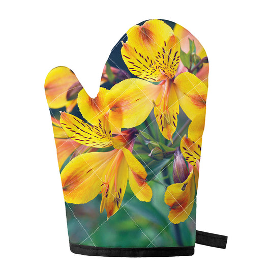 Yellow Alstroemeria Print Single Oven Mitt