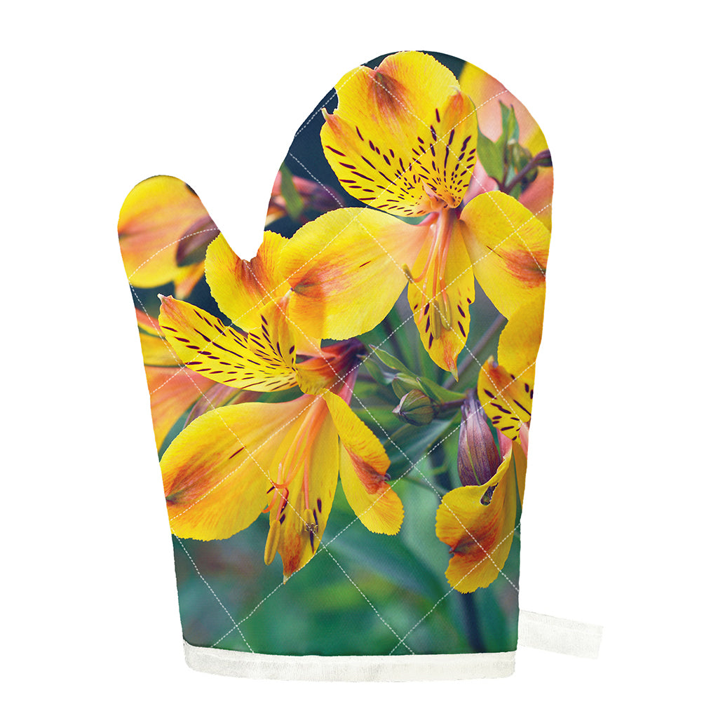 Yellow Alstroemeria Print Single Oven Mitt