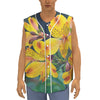 Yellow Alstroemeria Print Sleeveless Baseball Jersey