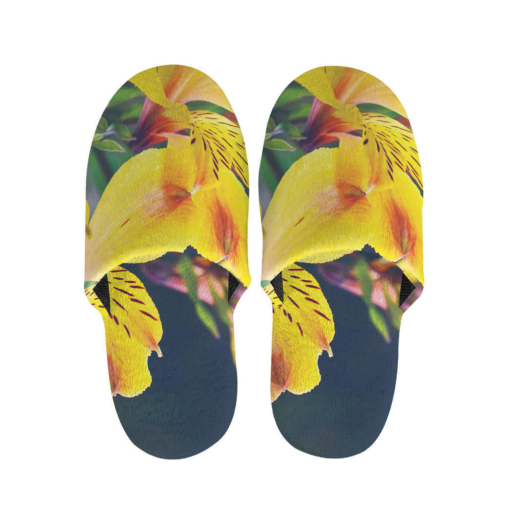 Yellow Alstroemeria Print Slippers