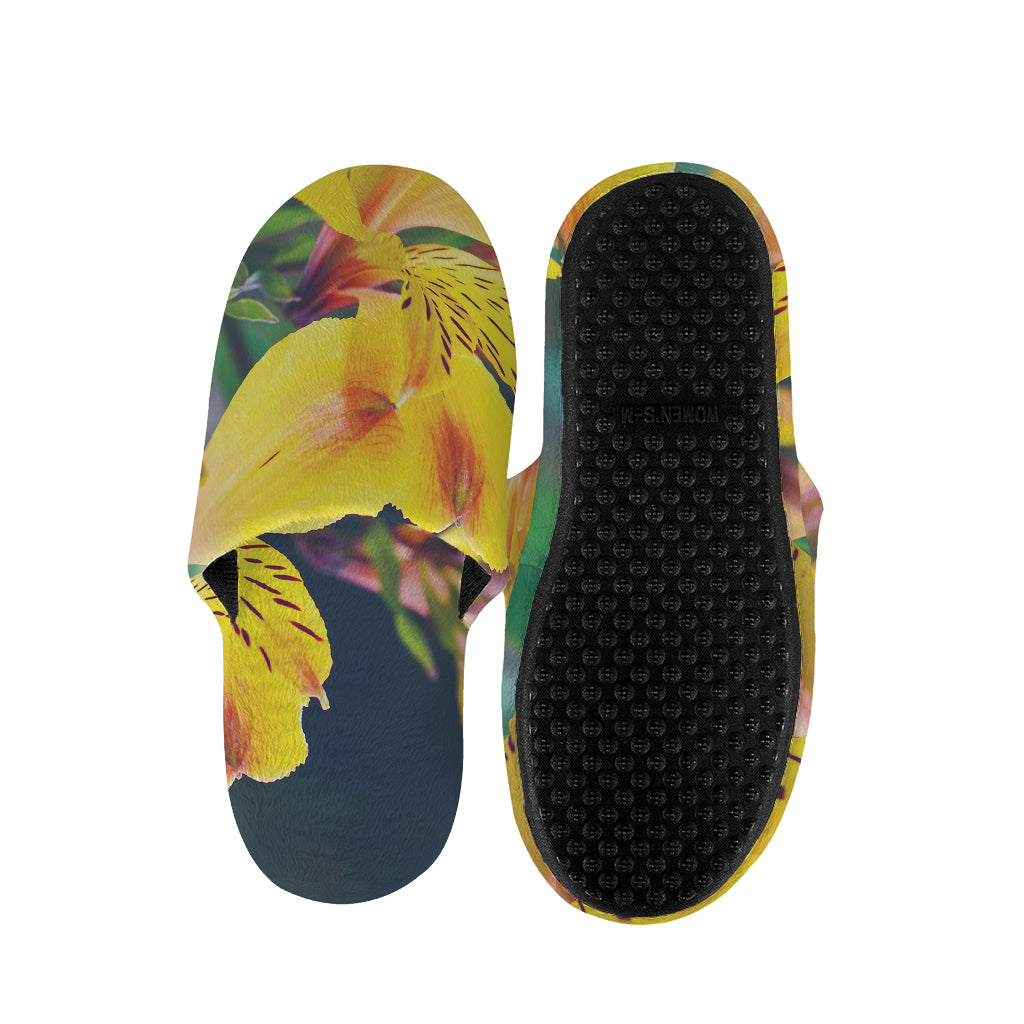 Yellow Alstroemeria Print Slippers