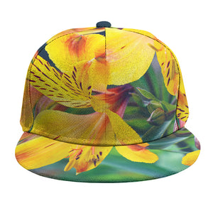 Yellow Alstroemeria Print Snapback Cap