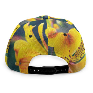 Yellow Alstroemeria Print Snapback Cap