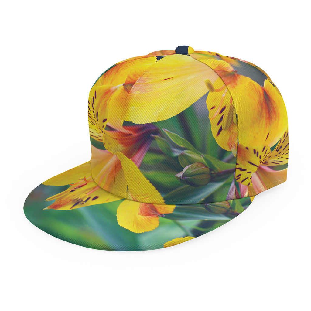 Yellow Alstroemeria Print Snapback Cap