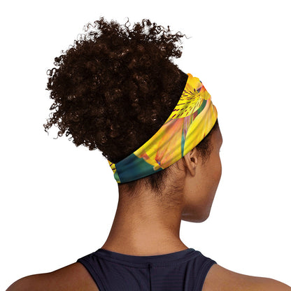 Yellow Alstroemeria Print Sports Headband