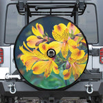 Yellow Alstroemeria Print Tire Cover With Camera Hole