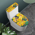 Yellow Alstroemeria Print Toilet Lid And Tank Cover Set