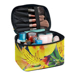Yellow Alstroemeria Print Travel Makeup Bag