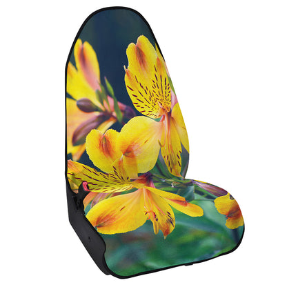 Yellow Alstroemeria Print Waterproof Car Seat Cover