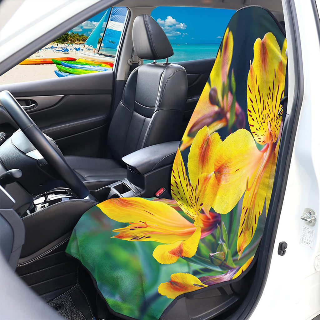 Yellow Alstroemeria Print Waterproof Car Seat Cover