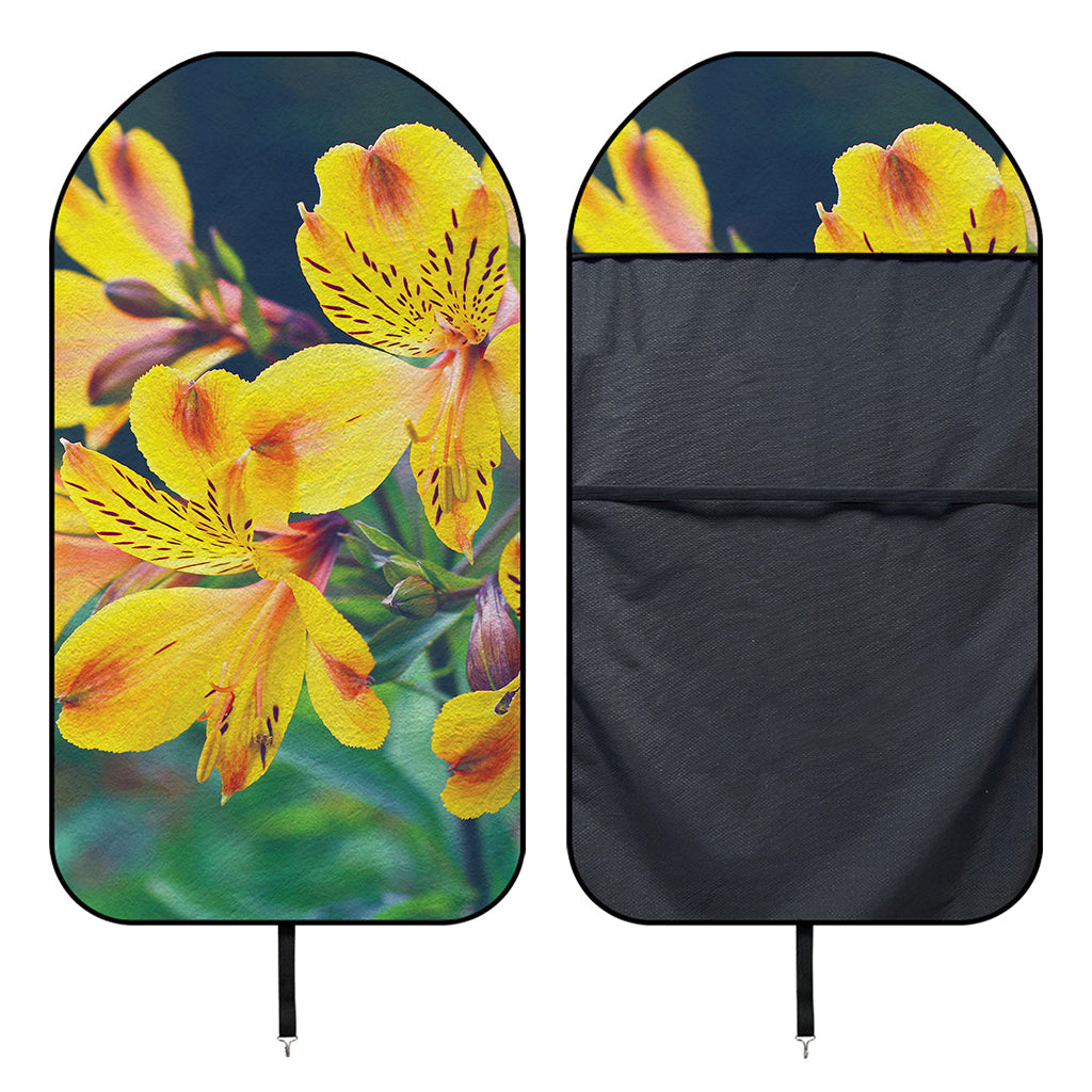 Yellow Alstroemeria Print Waterproof Car Seat Cover
