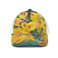 Yellow Alstroemeria Print White Mesh Trucker Hat