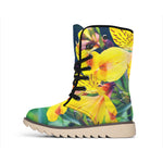 Yellow Alstroemeria Print Winter Boots