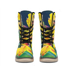 Yellow Alstroemeria Print Winter Boots