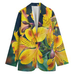 Yellow Alstroemeria Print Women's Blazer