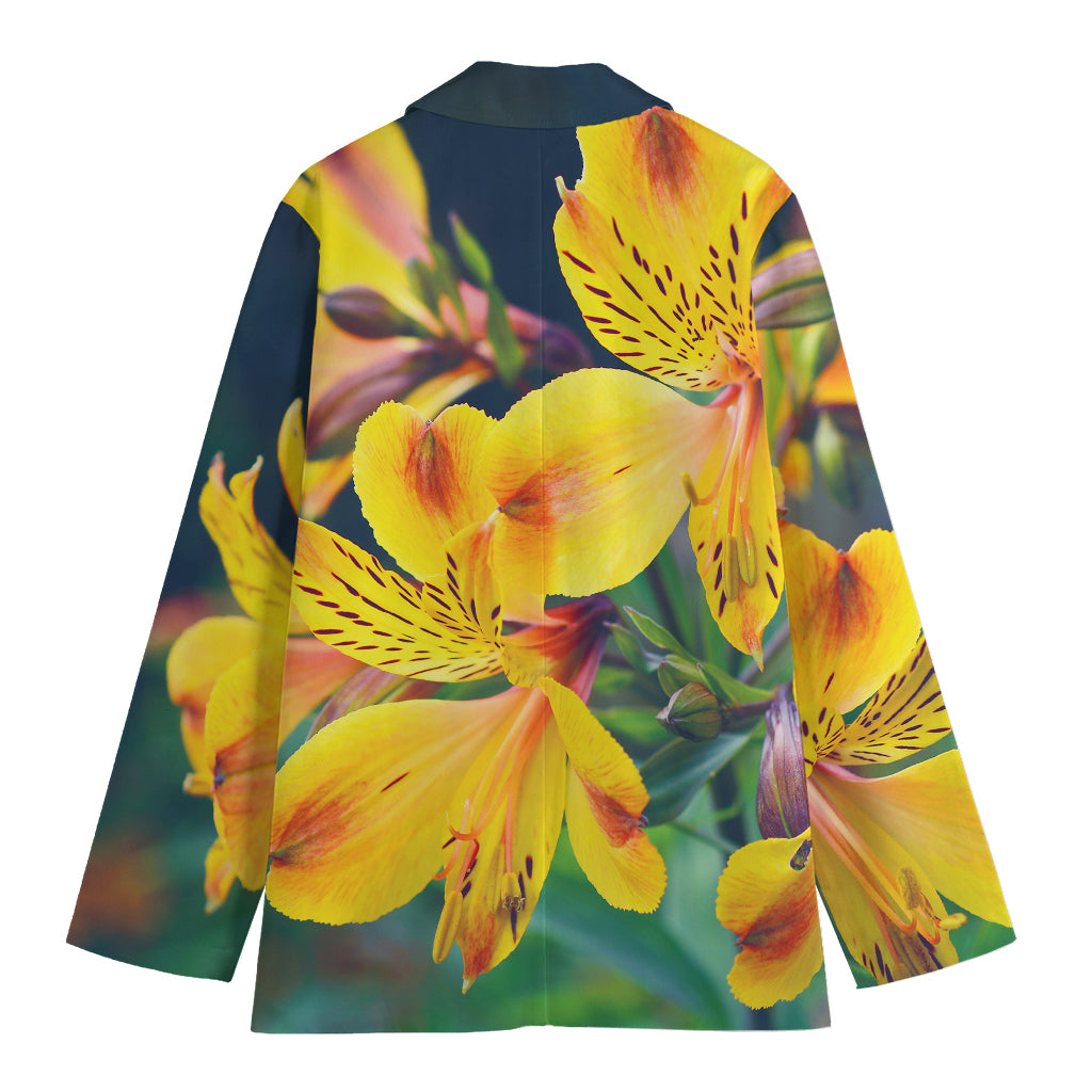 Yellow Alstroemeria Print Women's Blazer