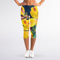 Yellow Alstroemeria Print Women's Capri Leggings