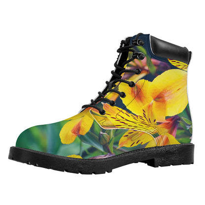 Yellow Alstroemeria Print Work Boots