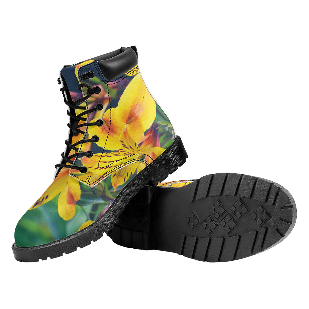 Yellow Alstroemeria Print Work Boots
