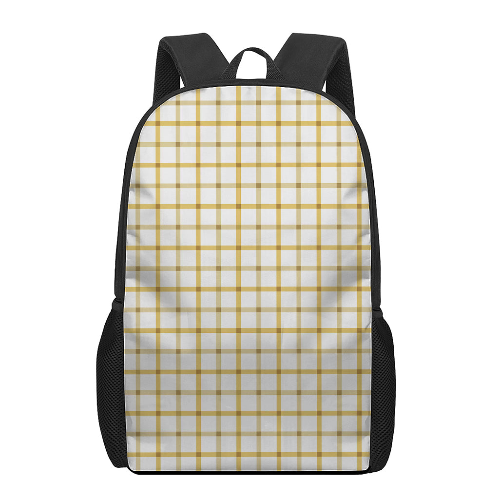 Yellow And Beige Tattersall Print 17 Inch Backpack