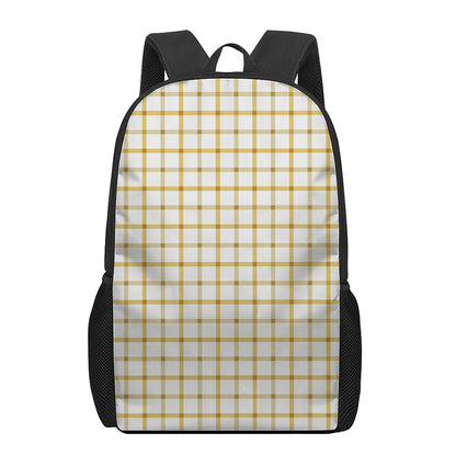 Yellow And Beige Tattersall Print 17 Inch Backpack