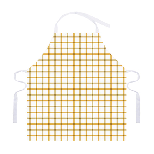 Yellow And Beige Tattersall Print Adjustable Apron