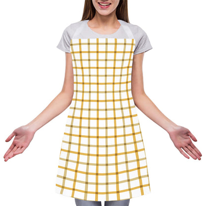 Yellow And Beige Tattersall Print Adjustable Apron