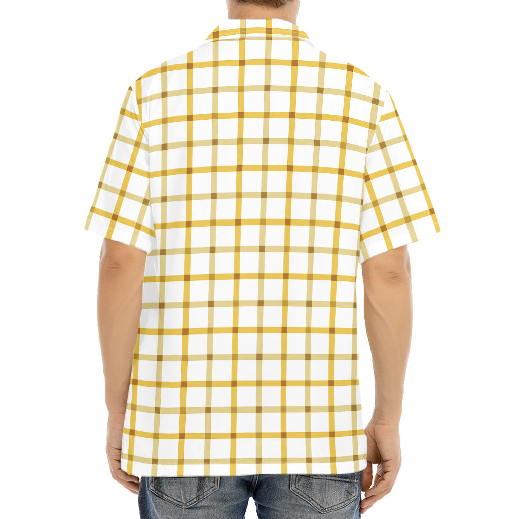 Yellow And Beige Tattersall Print Aloha Shirt