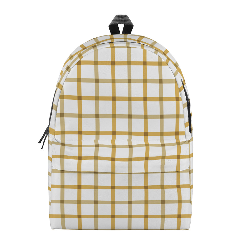 Yellow And Beige Tattersall Print Backpack