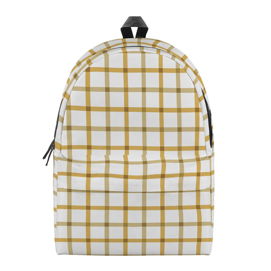Yellow And Beige Tattersall Print Backpack