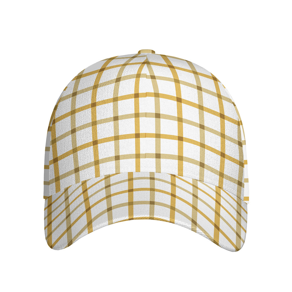 Yellow And Beige Tattersall Print Baseball Cap