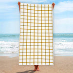 Yellow And Beige Tattersall Print Beach Towel