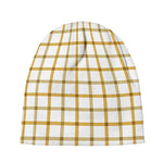 Yellow And Beige Tattersall Print Beanie