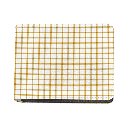 Yellow And Beige Tattersall Print Bifold Wallet