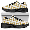 Yellow And Beige Tattersall Print Black Chunky Shoes