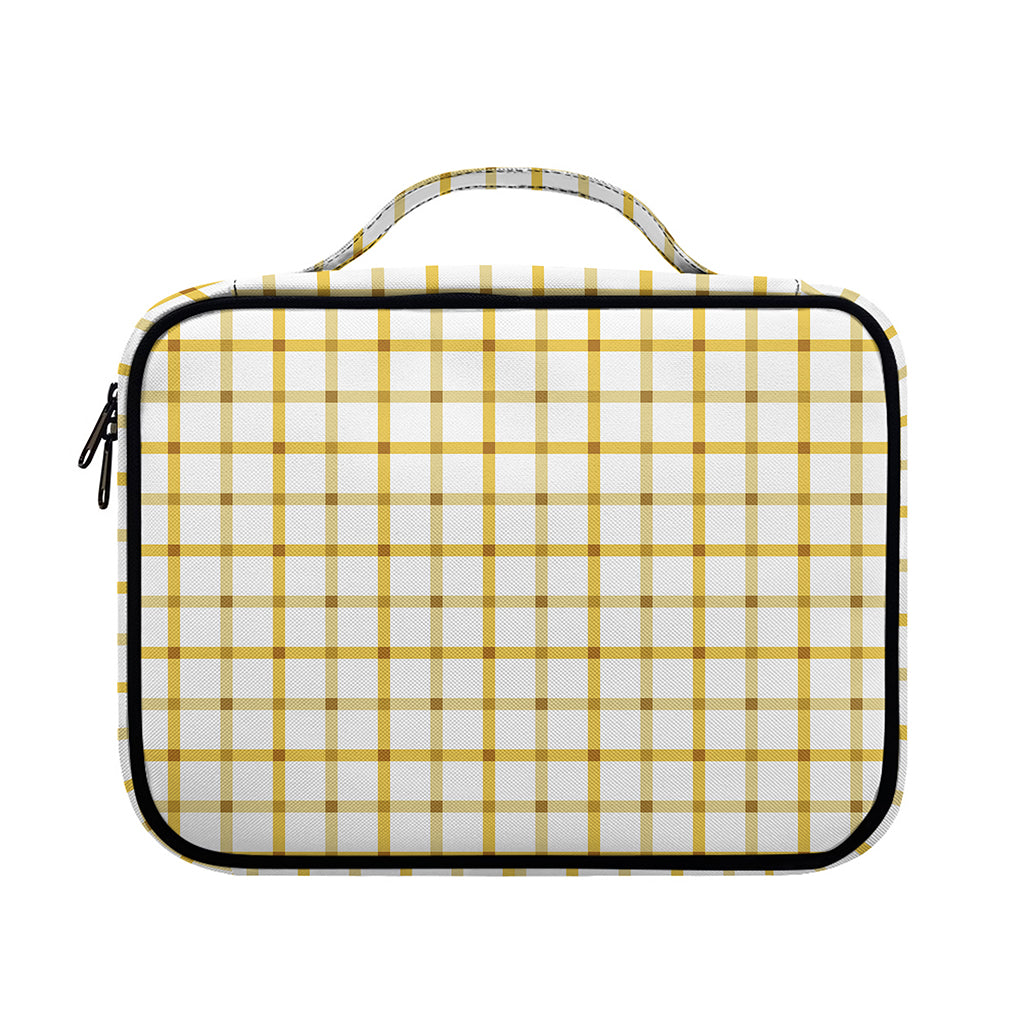 Yellow And Beige Tattersall Print Briefcase Bible Bag