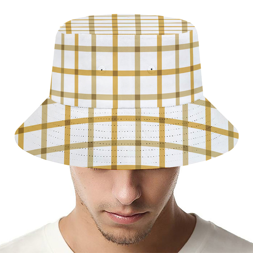 Yellow And Beige Tattersall Print Bucket Hat