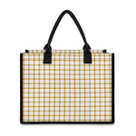Yellow And Beige Tattersall Print Canvas Tote Bag