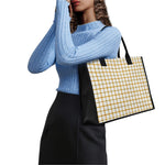 Yellow And Beige Tattersall Print Canvas Tote Bag