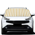 Yellow And Beige Tattersall Print Car Windshield Snow Cover