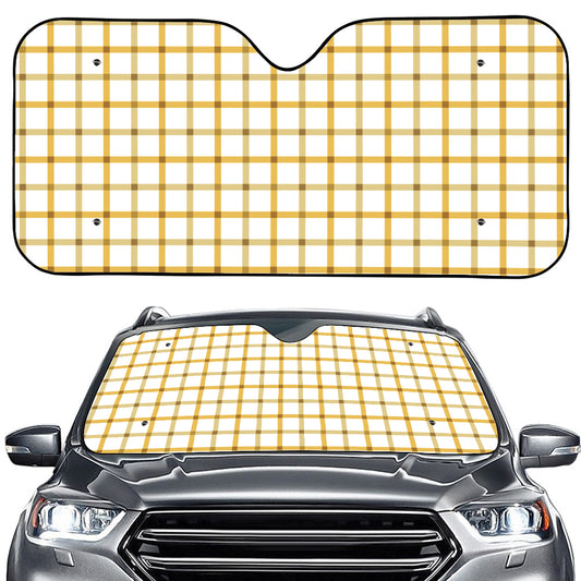 Yellow And Beige Tattersall Print Car Windshield Sun Shade