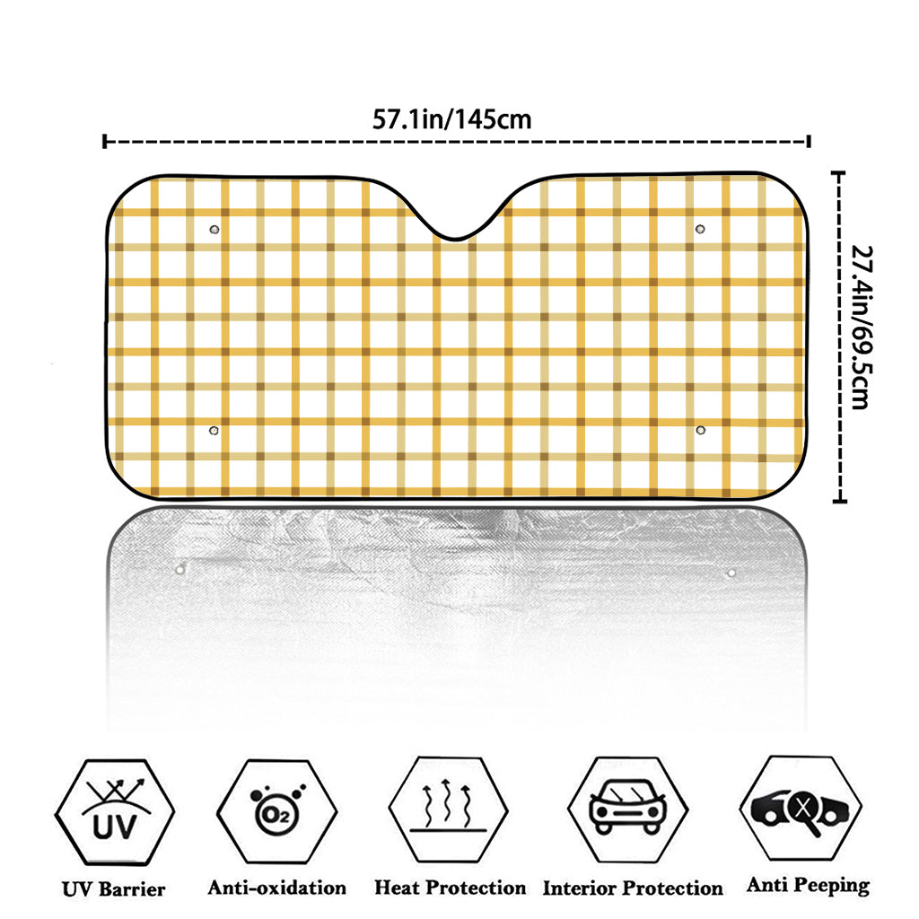 Yellow And Beige Tattersall Print Car Windshield Sun Shade