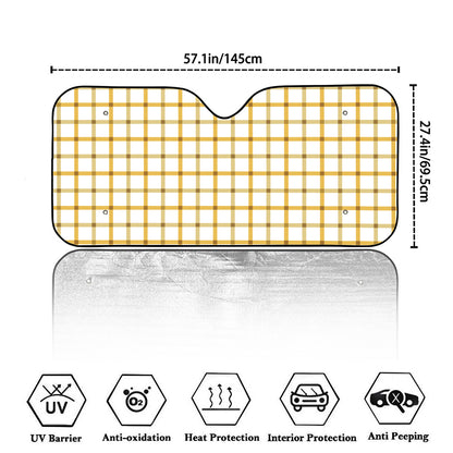Yellow And Beige Tattersall Print Car Windshield Sun Shade