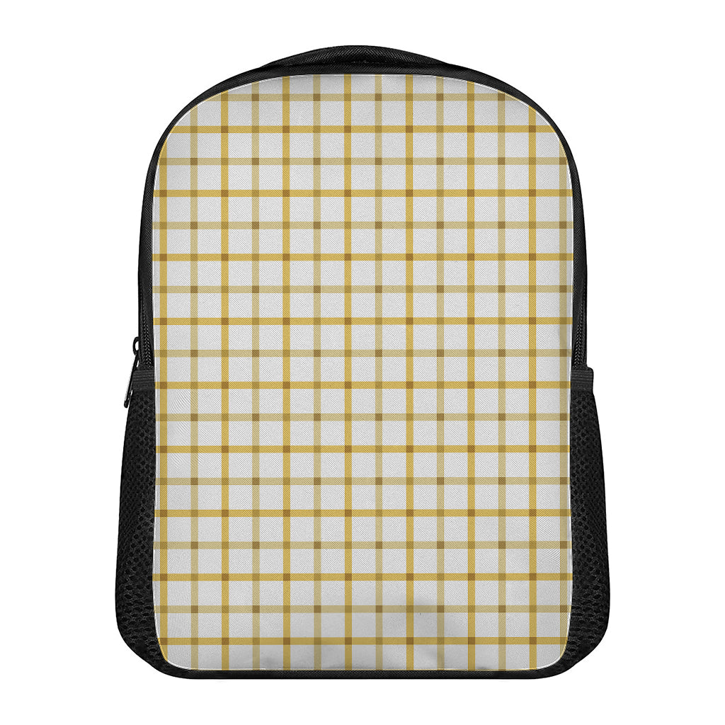 Yellow And Beige Tattersall Print Casual Backpack