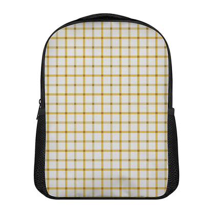 Yellow And Beige Tattersall Print Casual Backpack