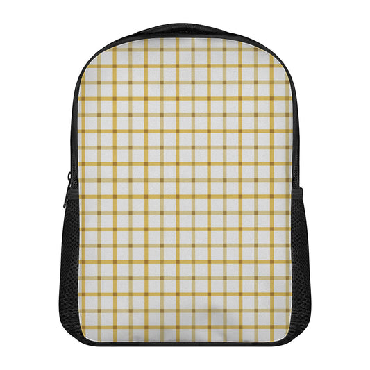 Yellow And Beige Tattersall Print Casual Backpack