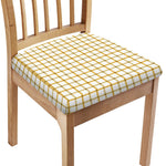Yellow And Beige Tattersall Print Chair Cushion Cover