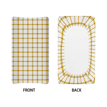 Yellow And Beige Tattersall Print Changing Pad Cover
