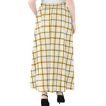 Yellow And Beige Tattersall Print Chiffon Maxi Skirt