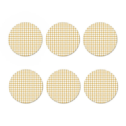 Yellow And Beige Tattersall Print Coaster Set